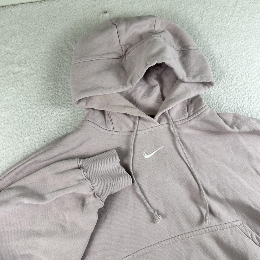 Nike Hoodie Womens XL Purple‎ Phoenix Fleece Cropped Boxy Pullover Sweatshirt - Picture 2 of 14
